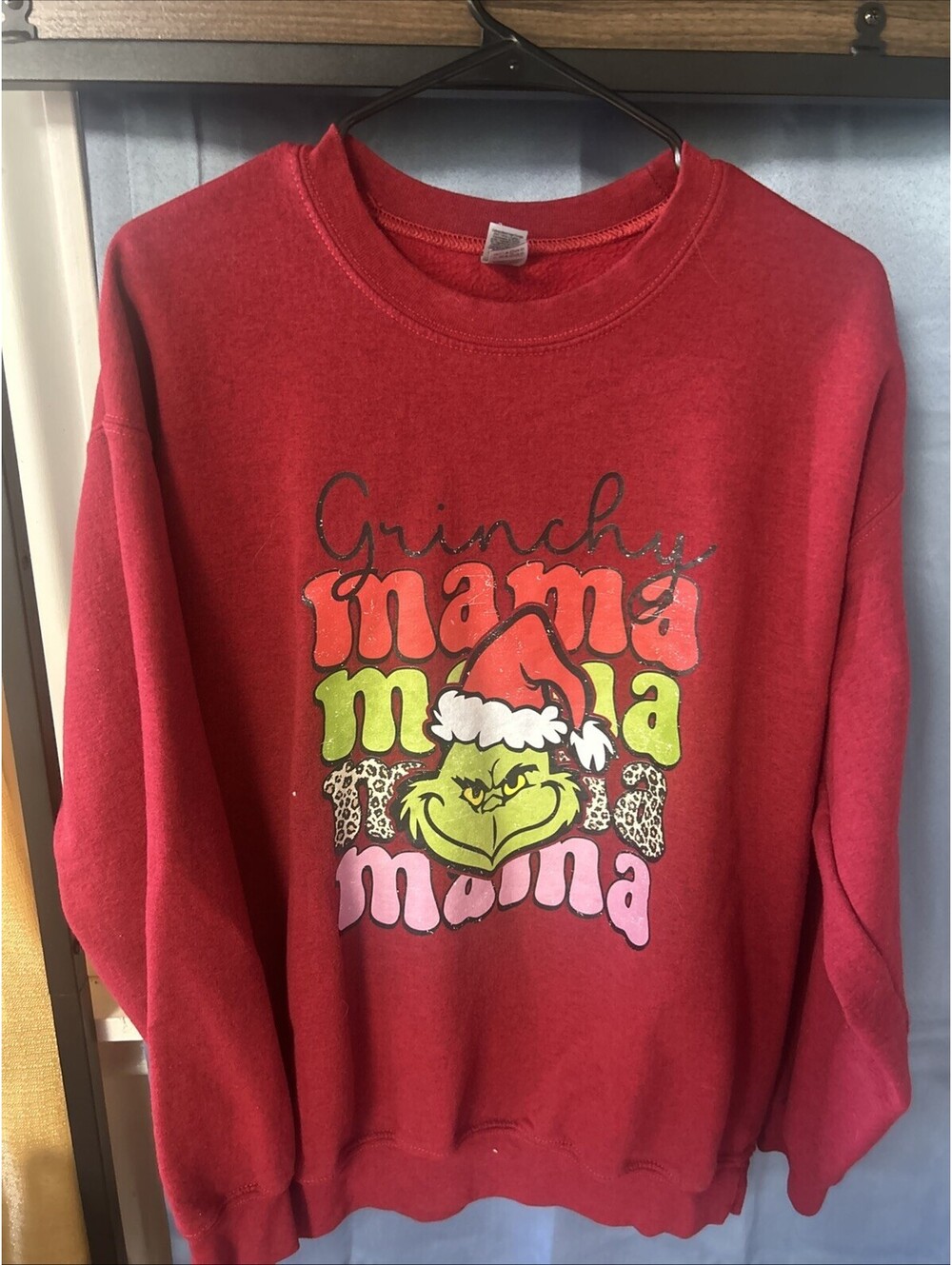 Grinchy Mama Large Golden Red Sweater